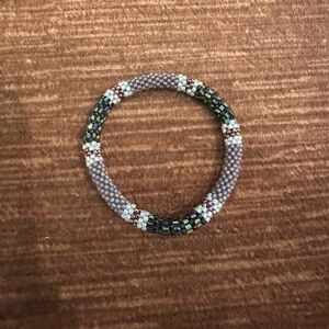 Gray and Black Handcrafted Beaded Bracelet